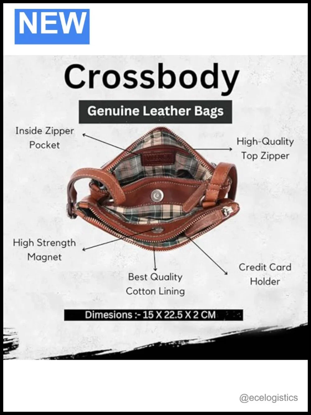 Genuine Leather Crossbody Sling Bag for Women with Adjustable Strap